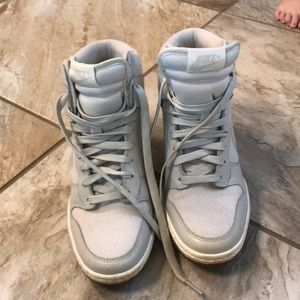 Light gray High top Nike sneaker wedge.